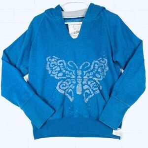 Cocoa Authentic Vintage Blue Butterfly Graphic Hoodie Sweatshirt M/L‎